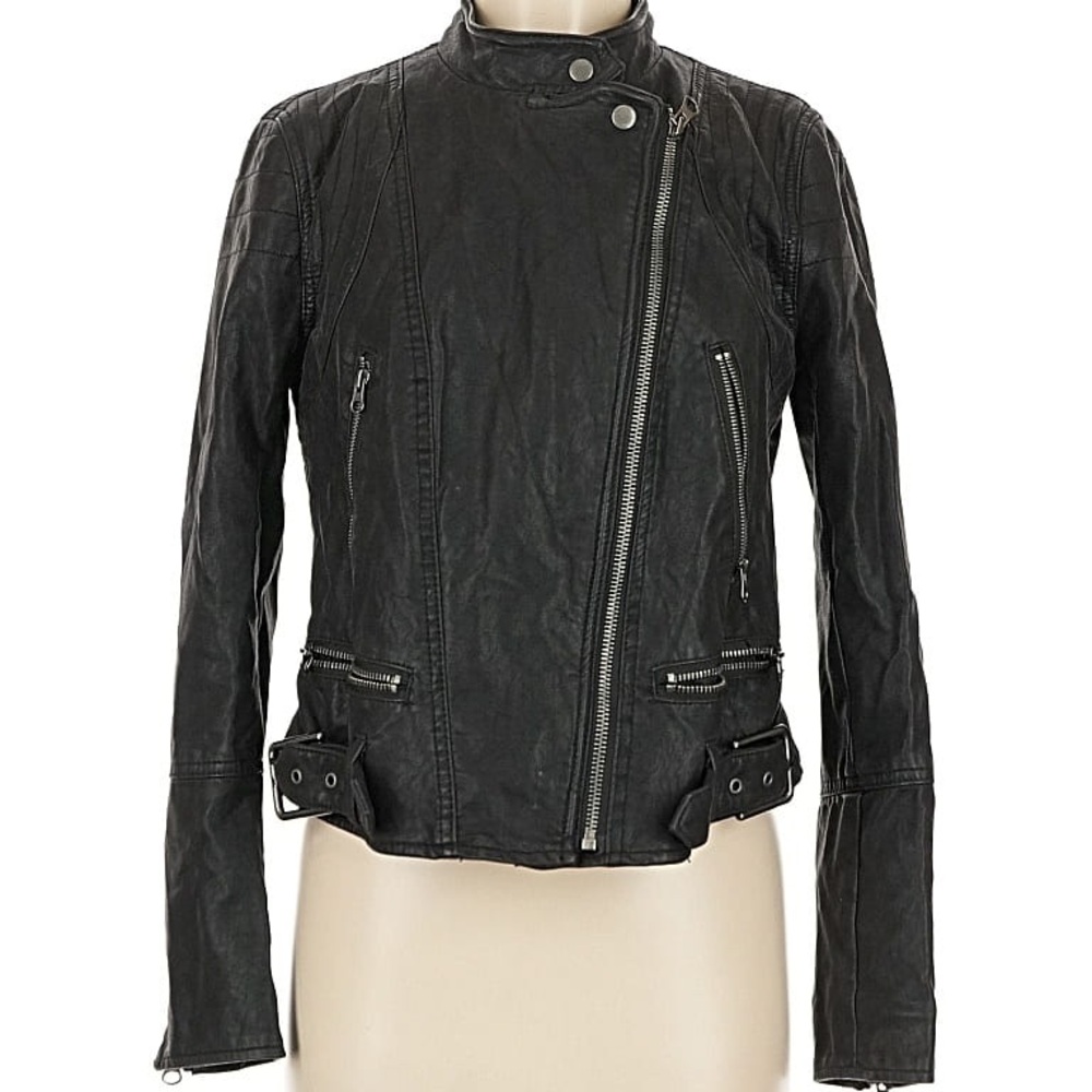 Free People Women's Black Faux Leather Jacket
